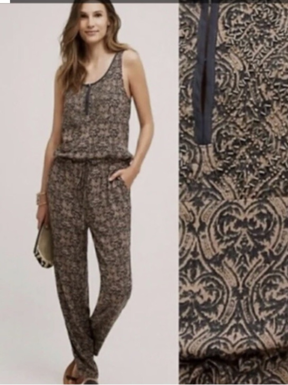 Anthropology Tiny Chione Sleeveless Jumpsuit - Tan Black